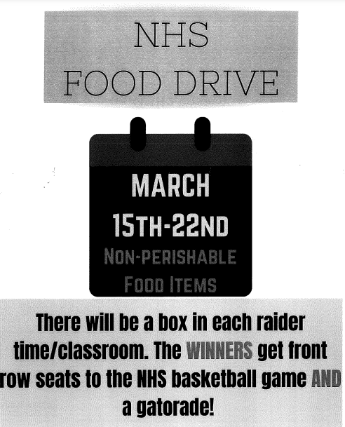 Text - NHS Food Drive March 15 - 22